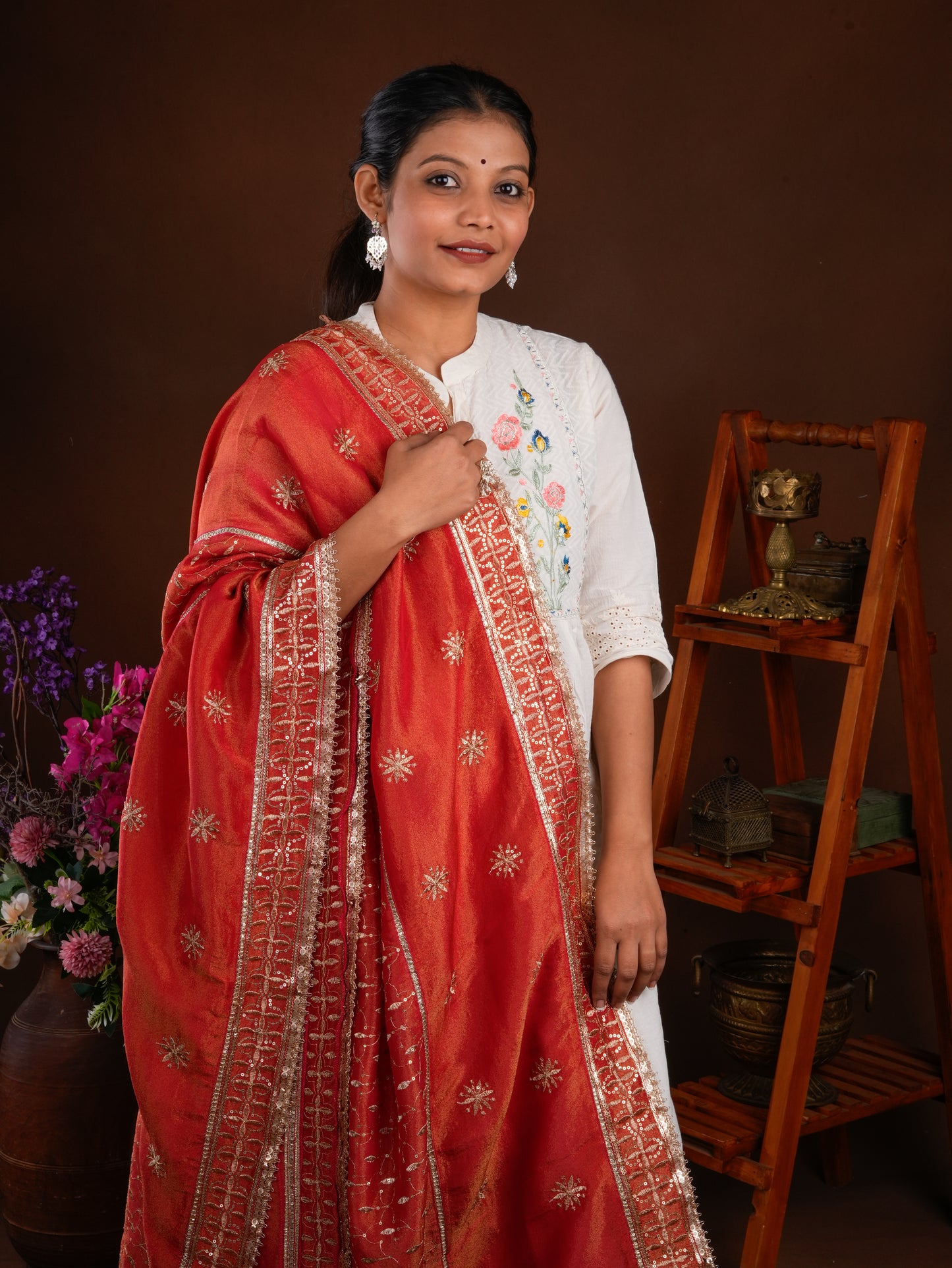 Totapari Sunset Red Fashion Dupatta