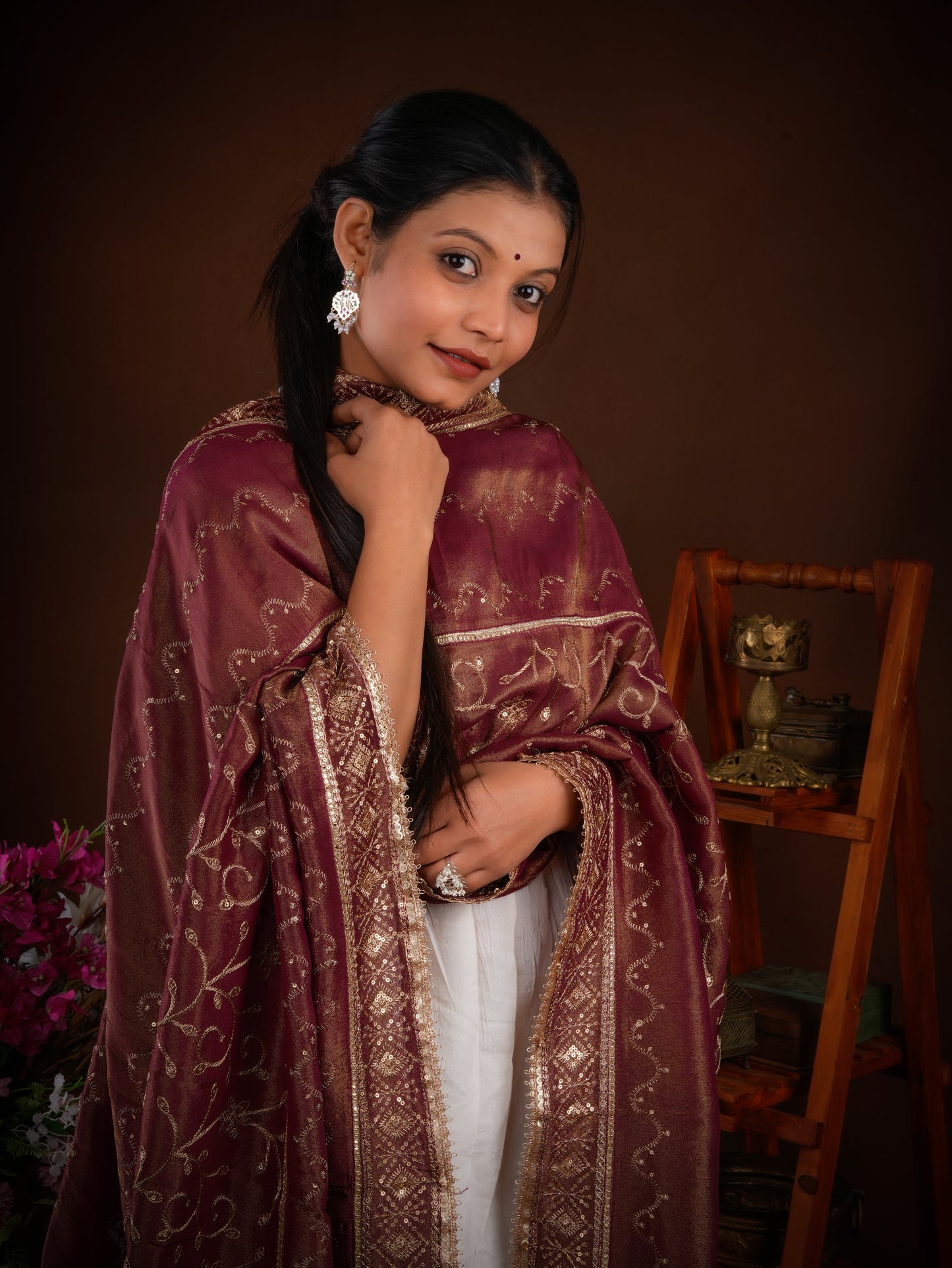 Festive Maroon Fashion Dupatta