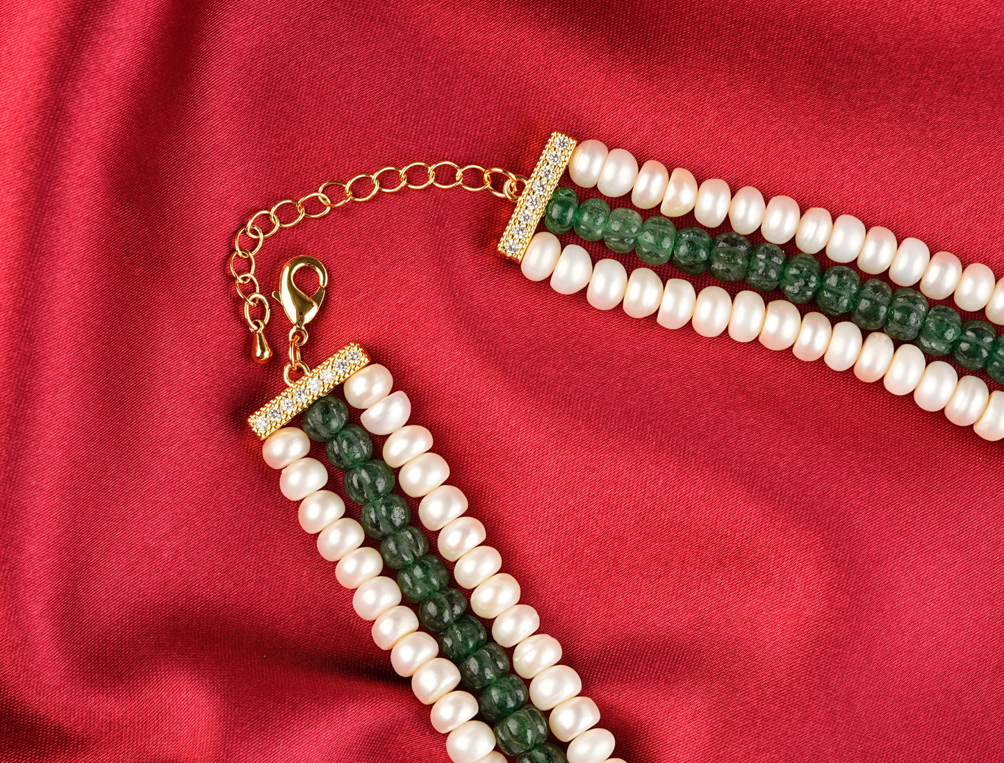 Nargis Pearl And Green Quartz Melons Necklace