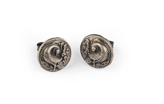 Peacock Silver Temple Studs