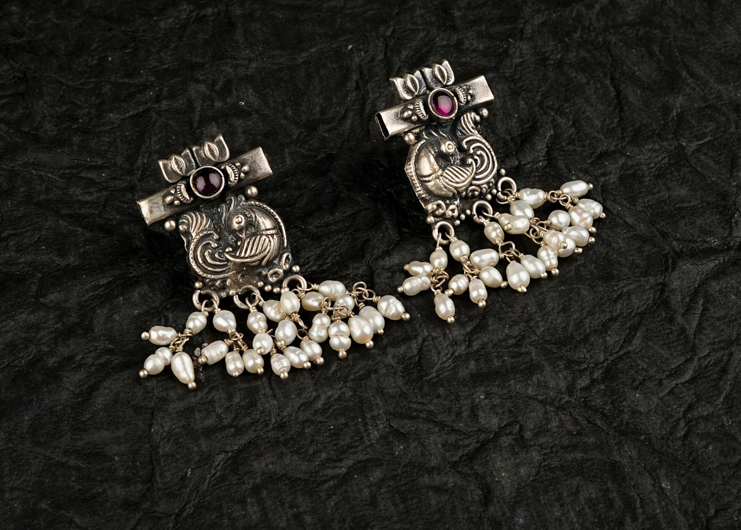 Dancing Peacock Silver Earrings