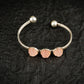 Rose Quartz Roses Flexible Silver Bangle