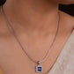 Square Blue Crystal And Zircon Necklace Set