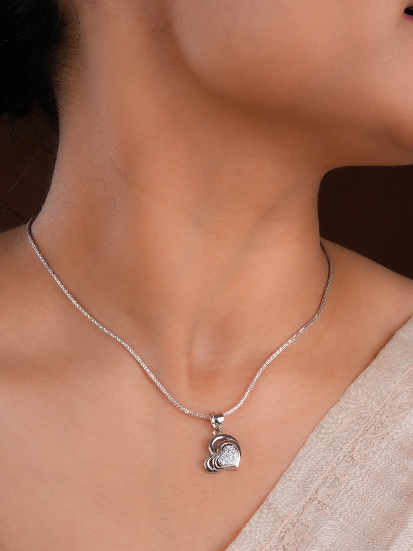 Little Hearts Silver Pendant And Necklace Set