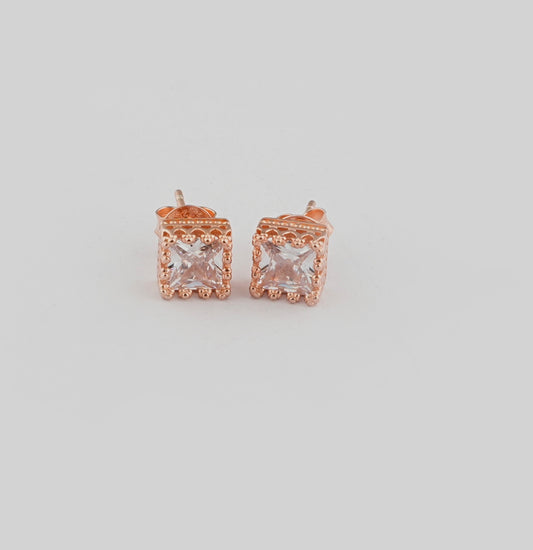 Cushion Cut Zircon Studs