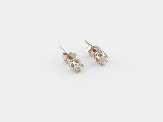 Round Cut Zircon Silver Studs (4mm)