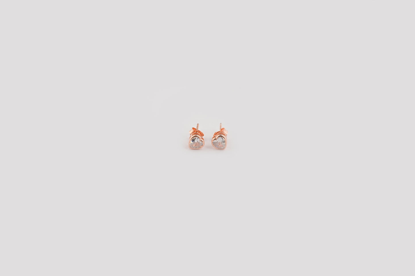 Heart Rose Gold Plated Silver Zircon Studs