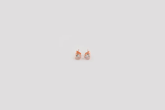 Heart Rose Gold Plated Silver Zircon Studs