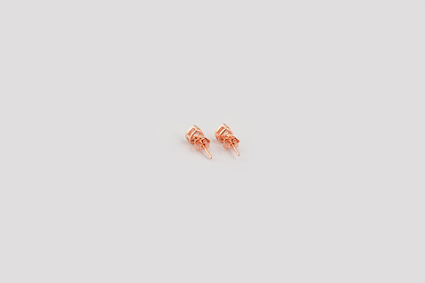 Heart Rose Gold Plated Silver Zircon Studs