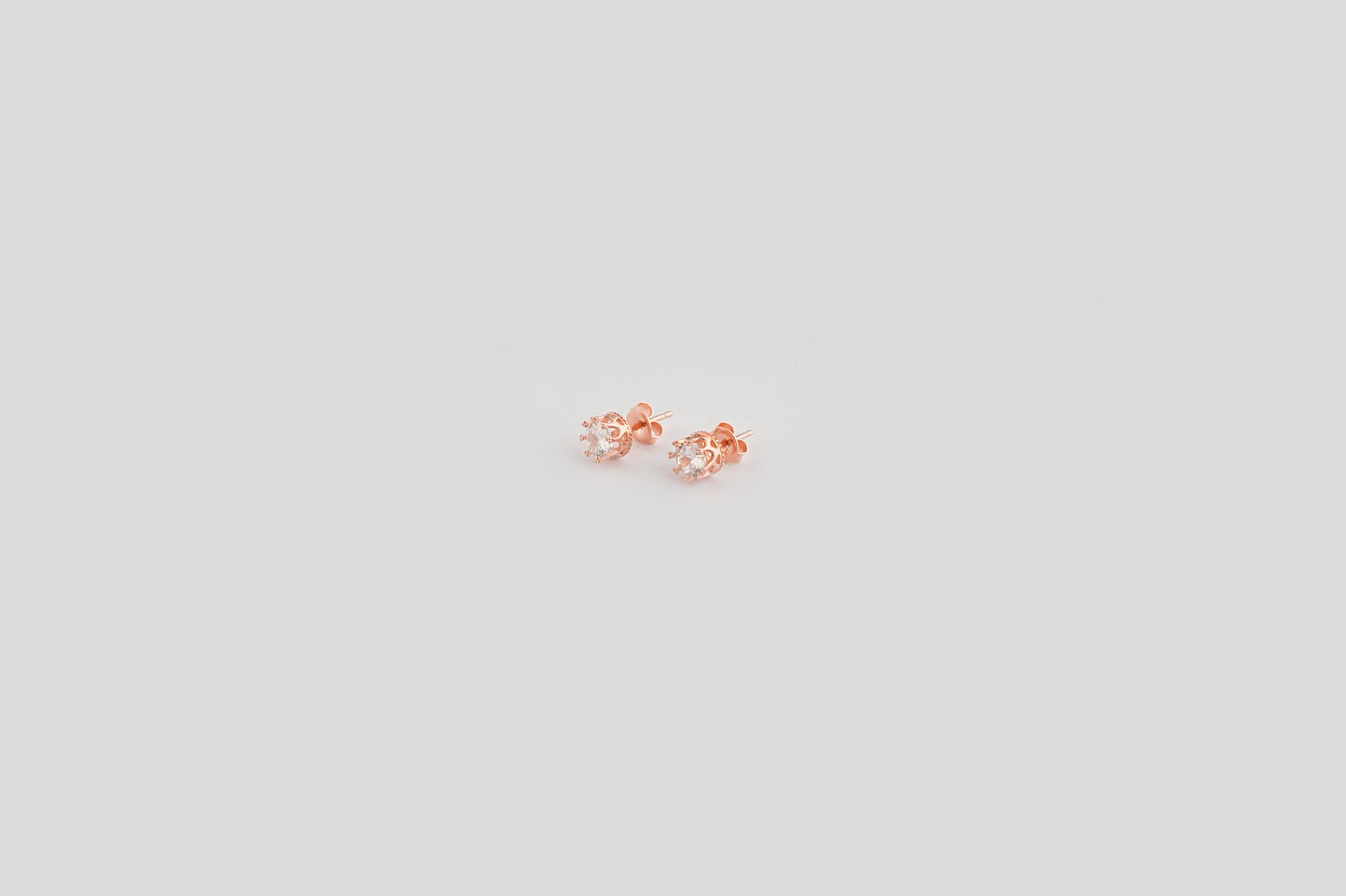 Silver Rose Gold plated 6mm Zircon Studs