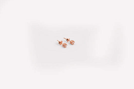 Round Cut Zircon Rose Gold Silver Studs