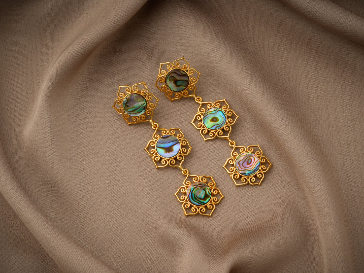 Exotic Sands Triple Flower Earrings