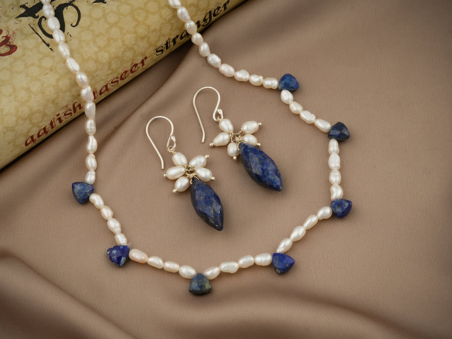 Lapis Lazuli Drops And Pearls Set