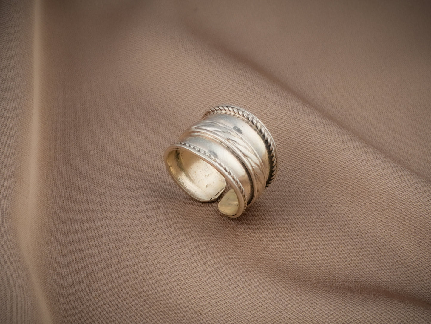 Herringbone Silver Ring Band