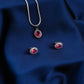 Ruby CZ Silver Necklace Set