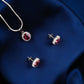 Ruby CZ Silver Necklace Set