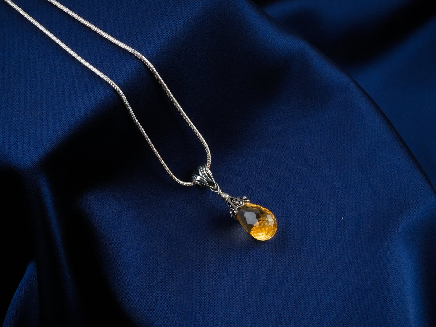 Faceted Citrine Drops Necklace Set