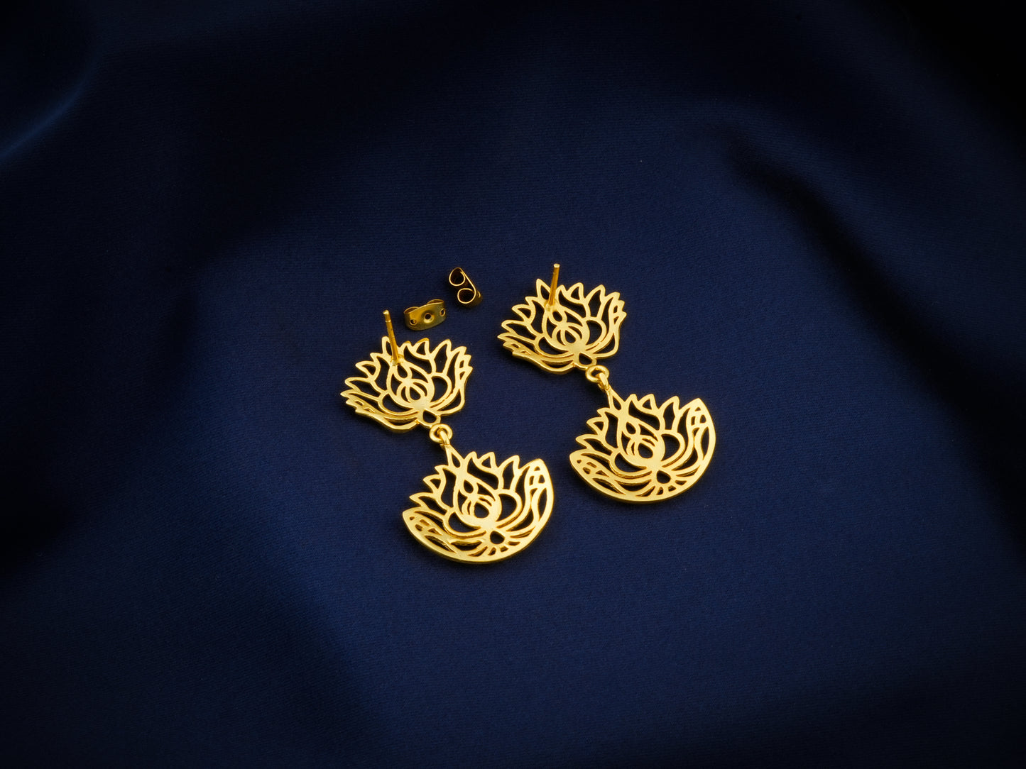 Lotus Blossom Filigree Earrings