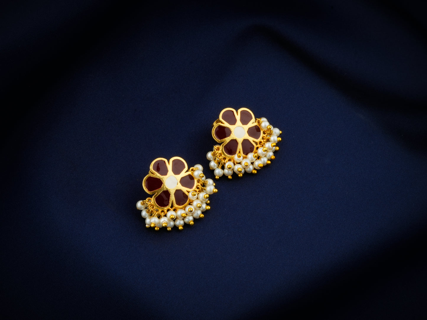 Mogra Studs (Burgundy)