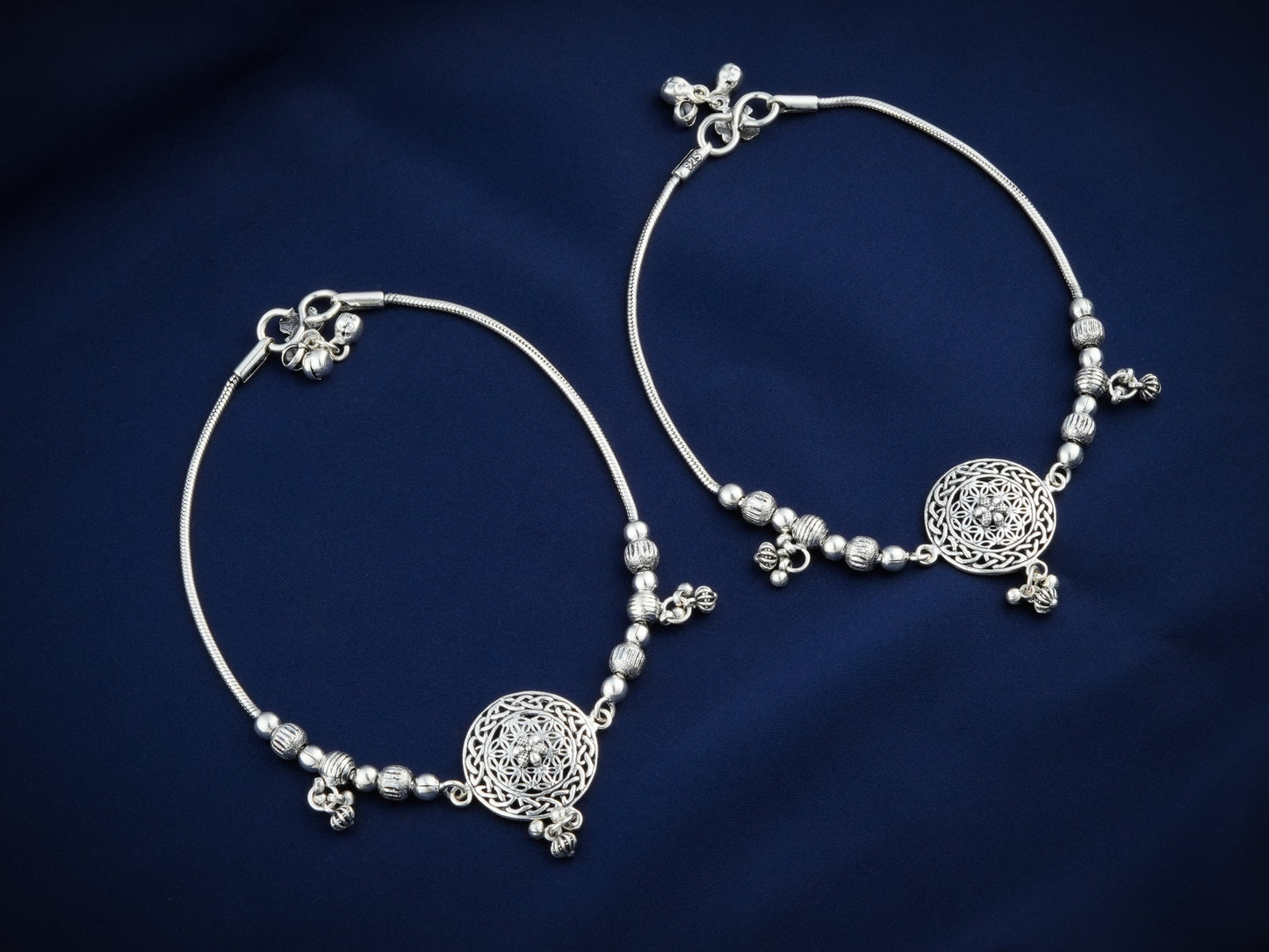 Flower Of Life Silver Anklet