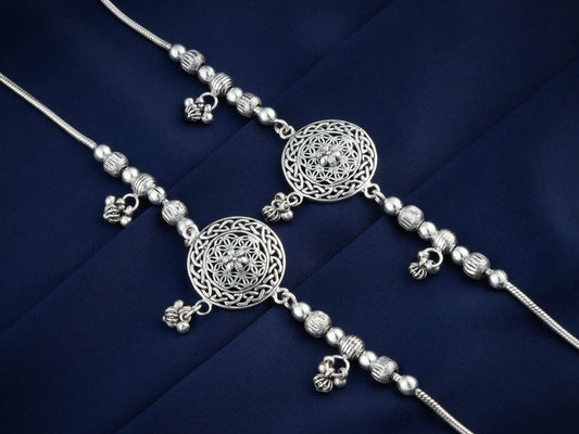 Flower Of Life Silver Anklet