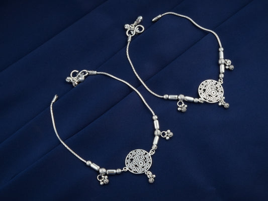 Silver Floral Anklet