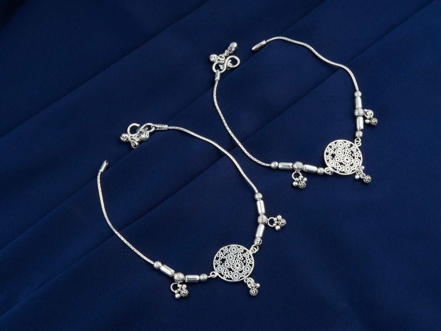 Silver Floral Anklet