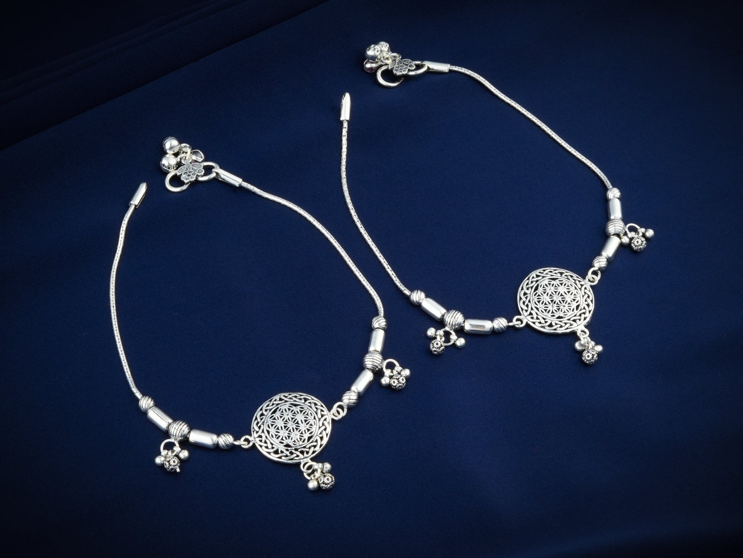 Flower Of Life Silver Anklets(2)