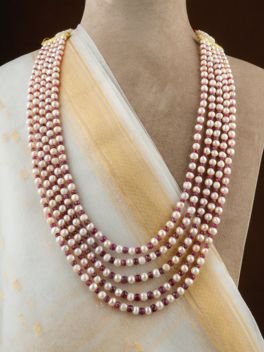 Freshwater Pearls Red Quartz Multilayer Necklaces