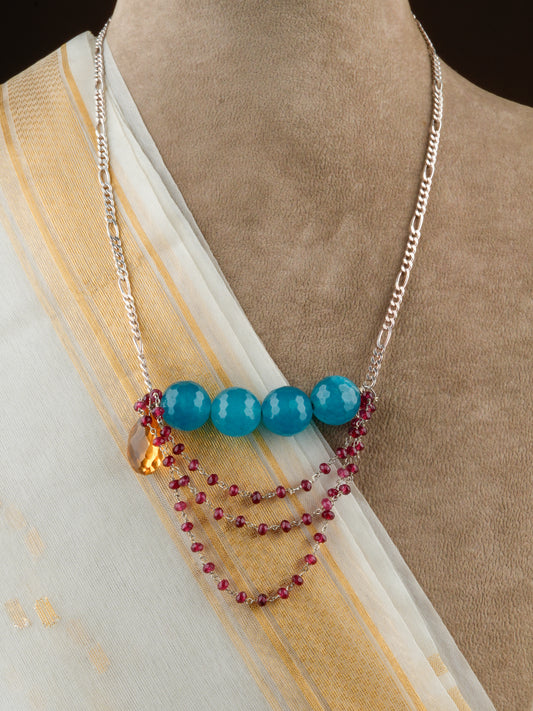 Boho Blue Silver Necklace