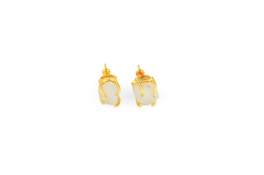 Uncut Moon Stone Studs