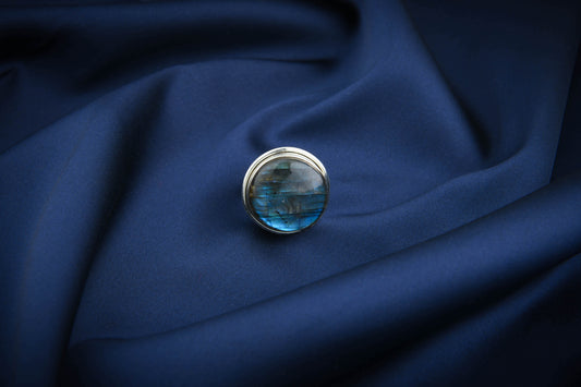 Round Labradorite Silver Ring