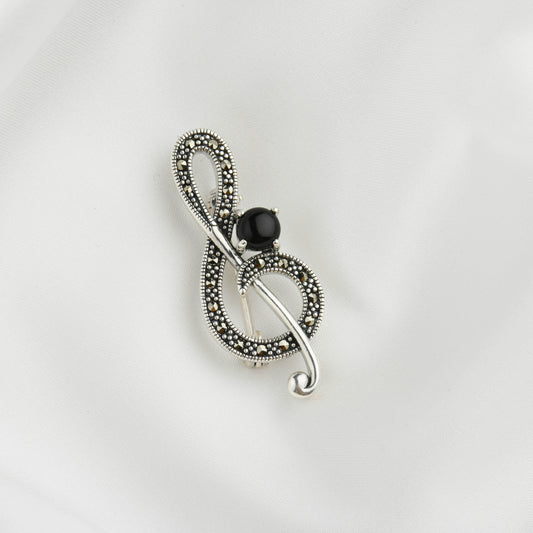 Marcasite Melody Silver Brooch Cum Pendant