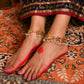 Purani Dilli Kamal Phool Gold Plated Silver Anklets