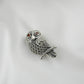 Crimson-Eyed : Marcasite Silver Owl Brooch cum Pendant