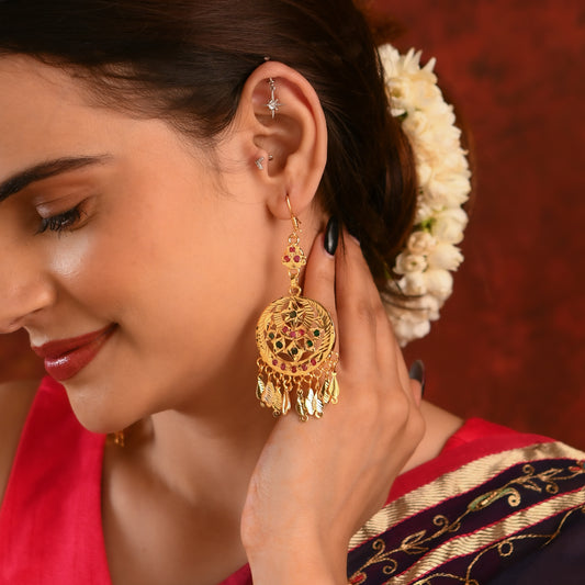 Purni Dilli Chaman Gold Plated Silver Danglers