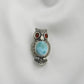 Ocean Heart Owl: Silver Marcasite Brooch Cum Pendant