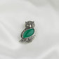 Vintage Verdant Wisdom: Green Onyx Owl Brooch Cum Pendant