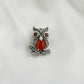 Fiery Gaze: Silver Marcasite Owl Brooch Cum Pendant