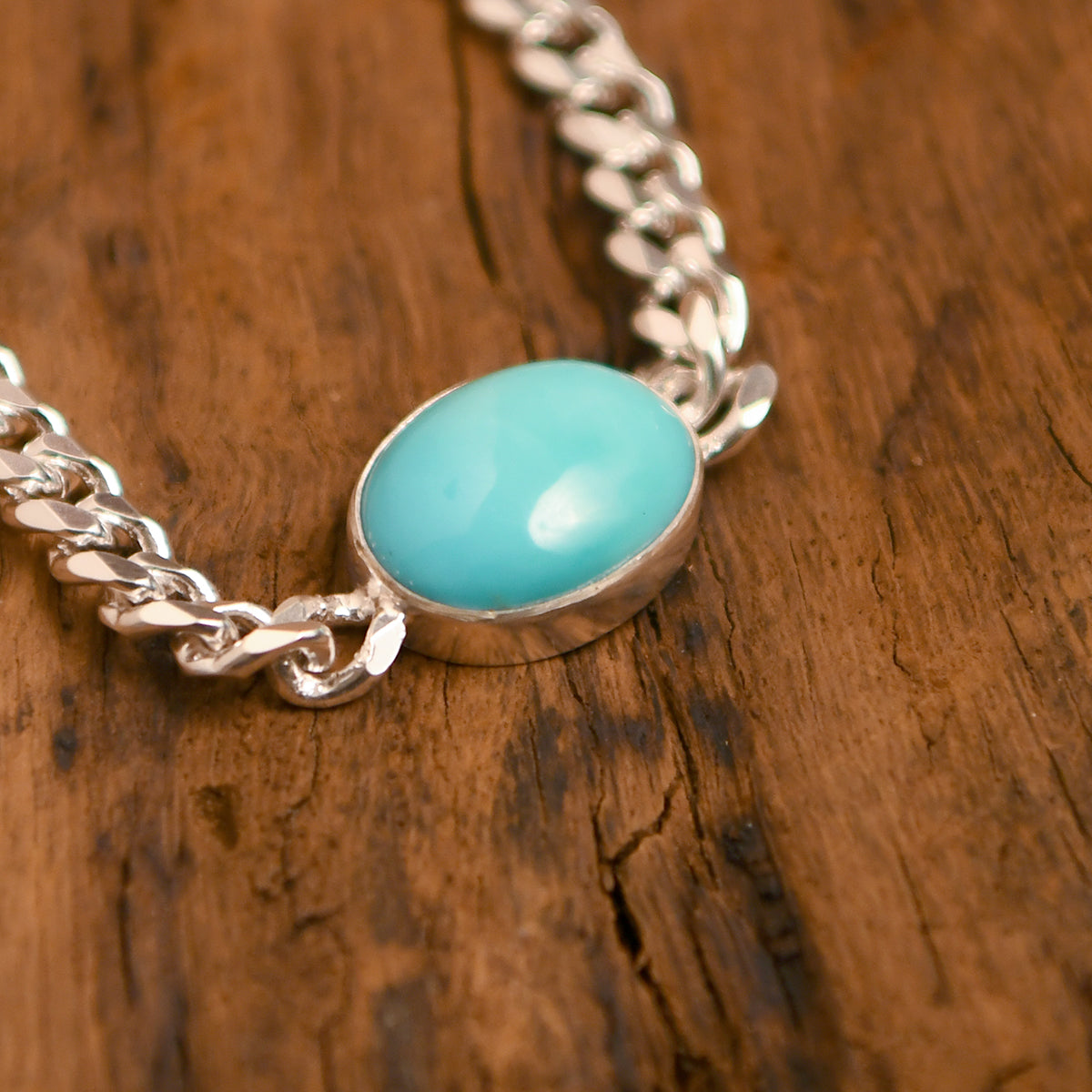 Natural Turquoise Silver Bracelet