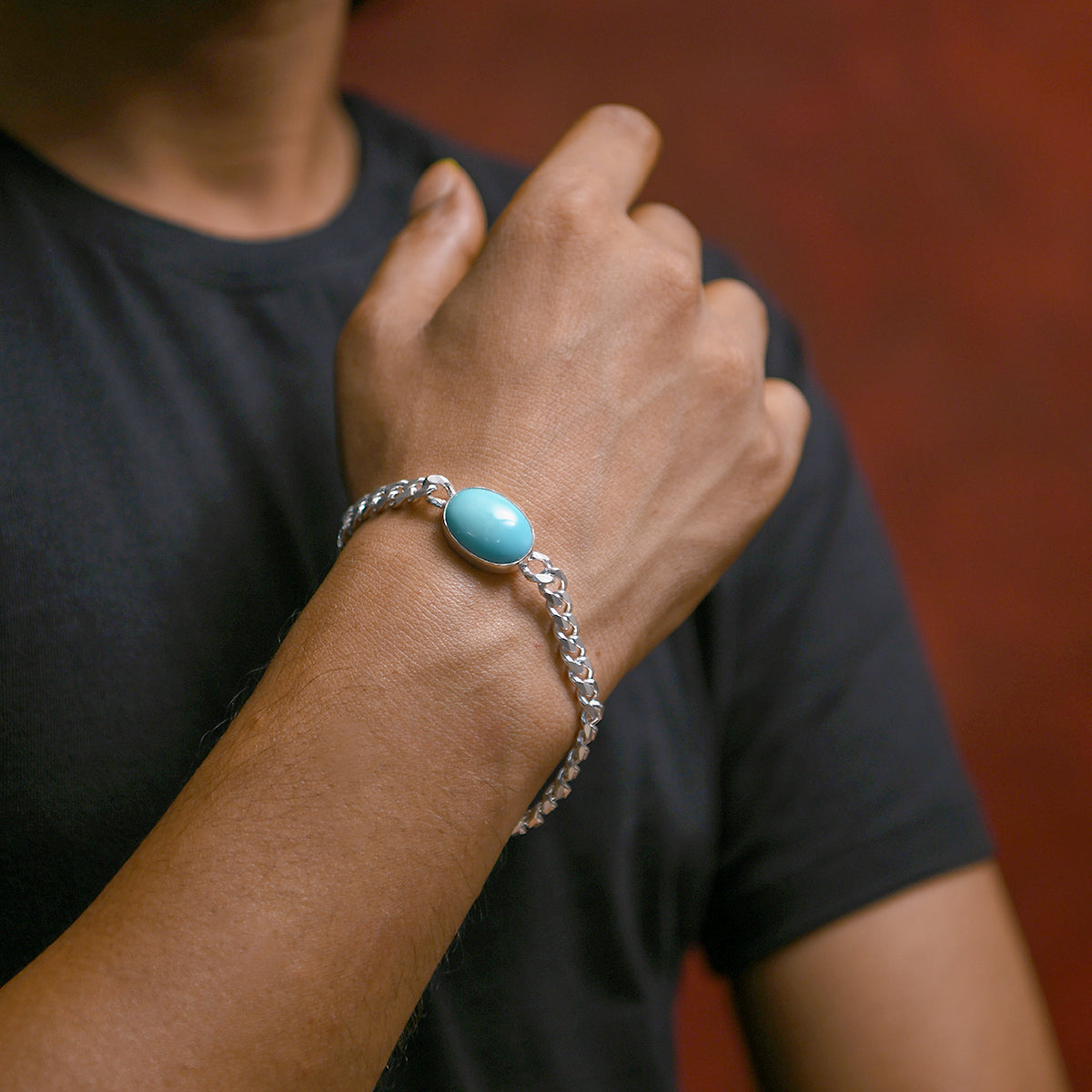 Natural Turquoise Silver Bracelet