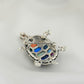 Rainbow Opal Turtle Marcasite Silver Pendant