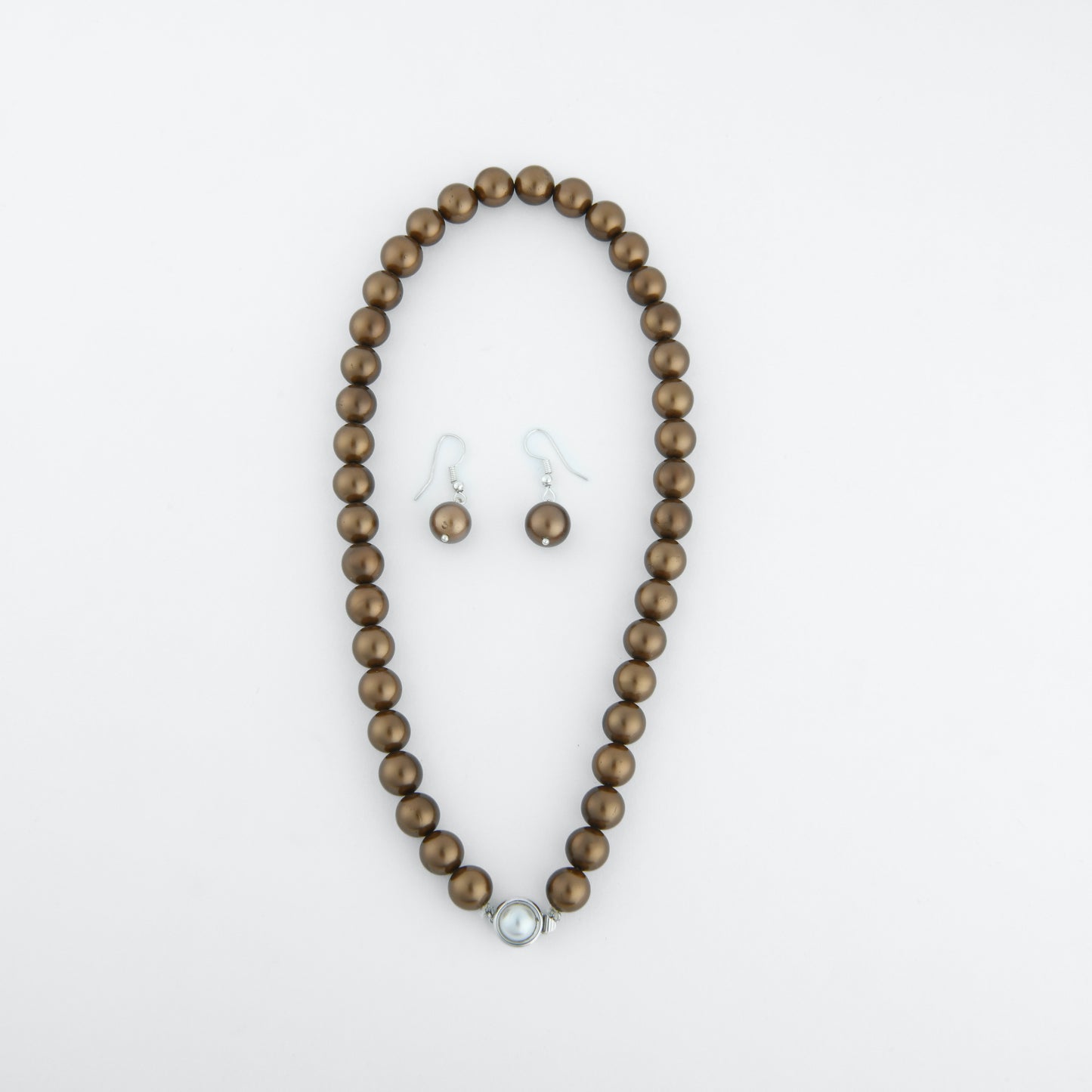 Coffee Brown Pearls Necklace Set