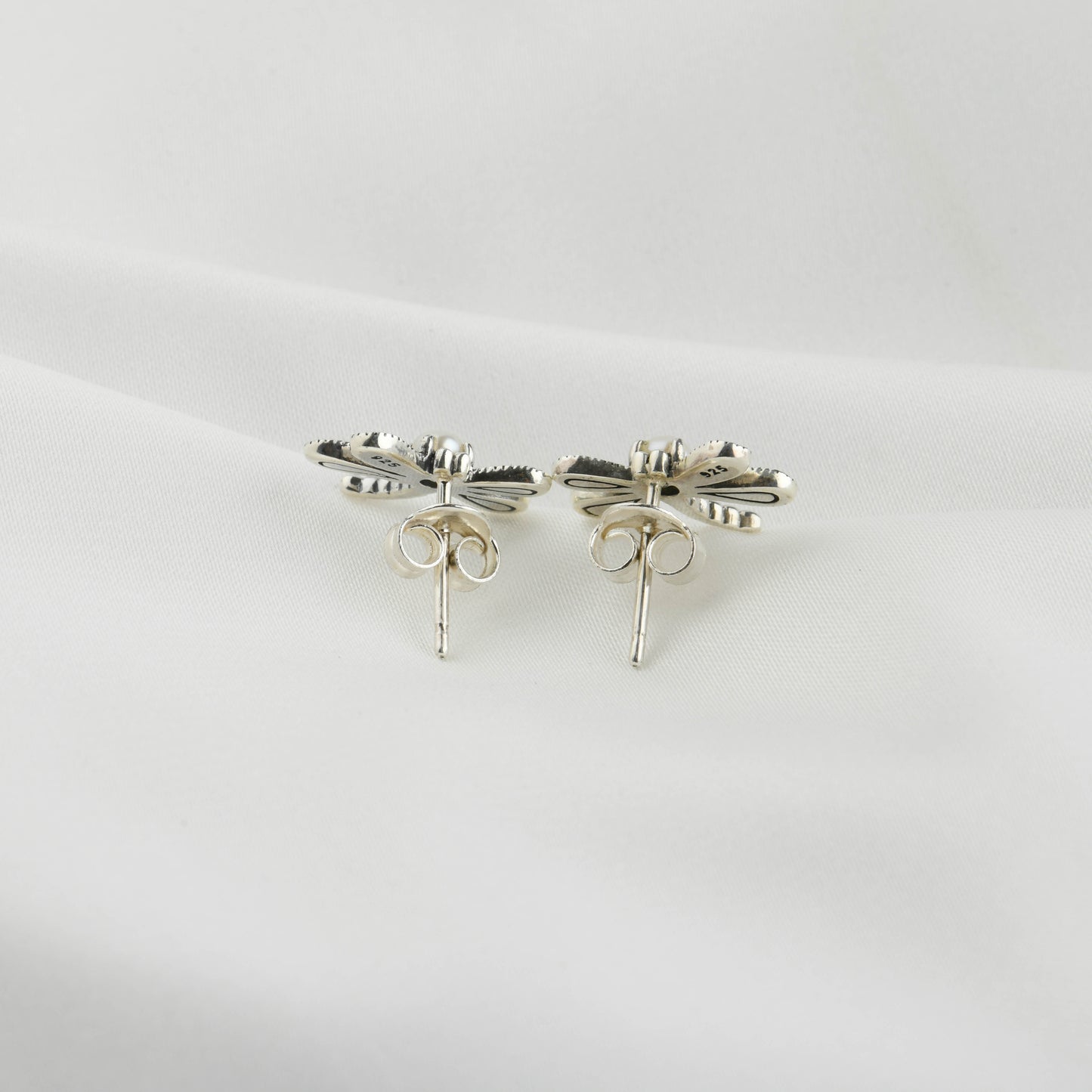 Silver Marcasite Dragonfly Studs