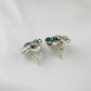 Lush Green Onyx Marcasite Drop Silver Earrings