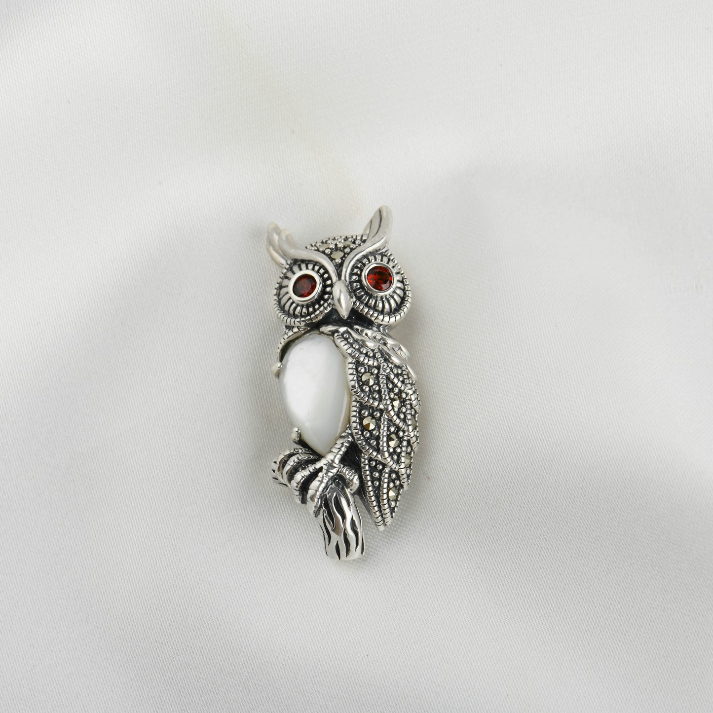 Elegant Red-Eyed Marcasite Owl