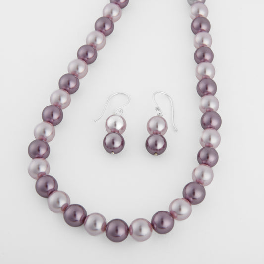Pink And Wine Pearl Necklace Set