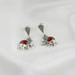 Elephant Carnelian Marcasite Silver Earrings