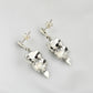 Garnet-Gleaming Owl Silver Marcasite Drop Earrings