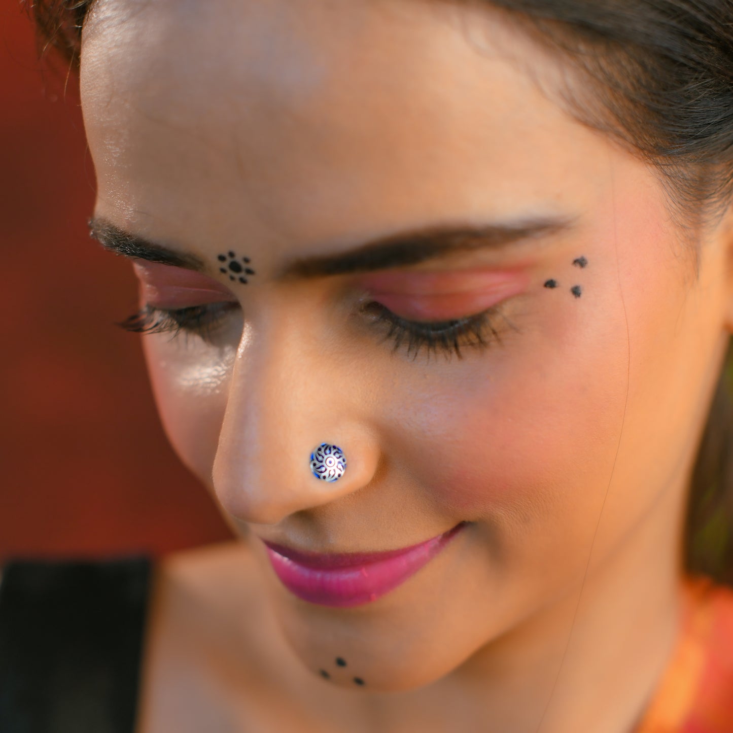 Neel Kanta Blue Meena Nose Pin